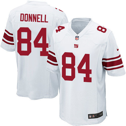 Men's Game Larry Donnell Nike Jersey White Road - #84 NFL New York Giants